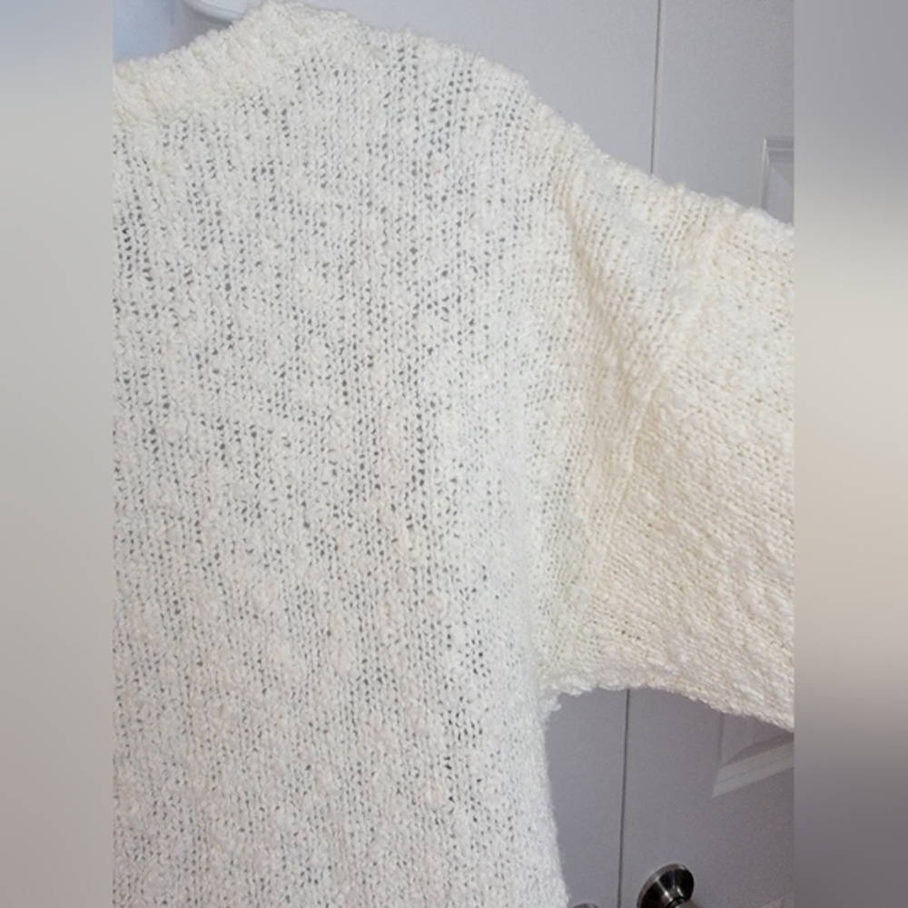 VINTAGE Here's A Hug Acrylic Sweater Cream Pastel Flowers Large - Picture 10 of 16